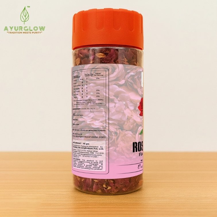 AYURGLOW - Rose Petals Tea - 40gm - 40 + Cups | Rose Petals Sun Dried | Gulab Patti for Beautiful Hair & Skin | VITAMIN-C | Beautiful Hair & Skin - Caffeine Free - Natural - Flower Based - Herbal Tea - Non-GMO | Making Rose Water DIY | Reusable Pet Jar Packaging - Image 3