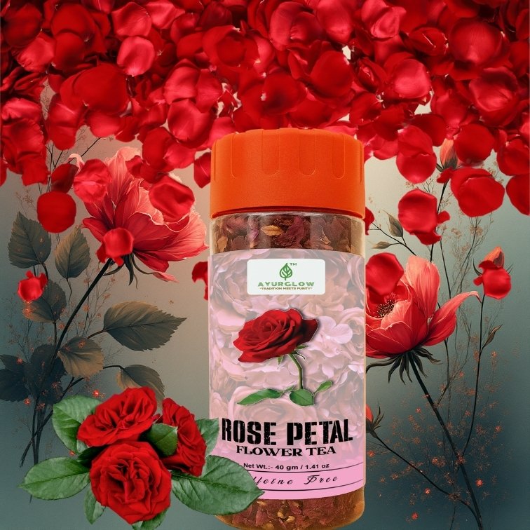 AYURGLOW - Rose Petals Tea - 40gm - 40 + Cups | Rose Petals Sun Dried | Gulab Patti for Beautiful Hair & Skin | VITAMIN-C | Beautiful Hair & Skin - Caffeine Free - Natural - Flower Based - Herbal Tea - Non-GMO | Making Rose Water DIY | Reusable Pet Jar Packaging - Image 4