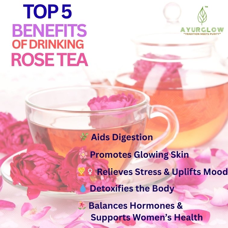 AYURGLOW - Rose Petals Tea - 40gm - 40 + Cups | Rose Petals Sun Dried | Gulab Patti for Beautiful Hair & Skin | VITAMIN-C | Beautiful Hair & Skin - Caffeine Free - Natural - Flower Based - Herbal Tea - Non-GMO | Making Rose Water DIY | Reusable Pet Jar Packaging - Image 5