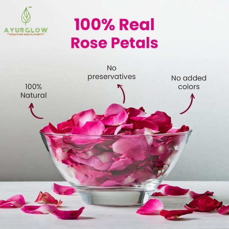 AYURGLOW - Rose Petals Tea - 40gm - 40 + Cups | Rose Petals Sun Dried | Gulab Patti for Beautiful Hair & Skin | VITAMIN-C | Beautiful Hair & Skin - Caffeine Free - Natural - Flower Based - Herbal Tea - Non-GMO | Making Rose Water DIY | Reusable Pet Jar Packaging - Image 8