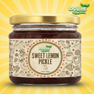 Odilite Organic – Sweet Lemon Pickle (325g) with Jaggery | Sweet and Sour Nimbu Ka Achaar | Khatta Meetha Nimbu Achar | Fresh Homemade Nimbu ka Achar | Traditional Recipe | Homemade Pickle | No Preservatives | Low Salt | Less Oil | Made with Cold Pressed Mustard | Jain Recipe | Made In India