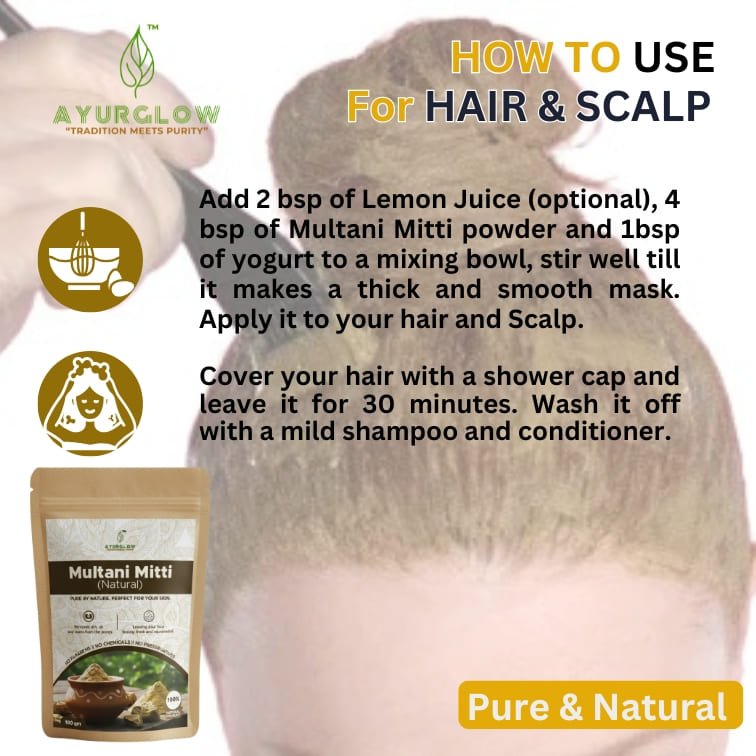 AyurGlow Multani Mitti Power Pack stands out for its 100% pure, mineral-rich clay that deeply detoxifies and brightens skin without additives or chemicals. Finely processed and hygienically packed to retain freshness, it delivers a premium, safe, and effective skincare experience inspired by authentic Ayurveda. - Image 6